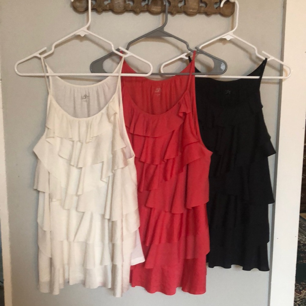 3 pack deal of LOFT ruffled sleeveless blouses XL